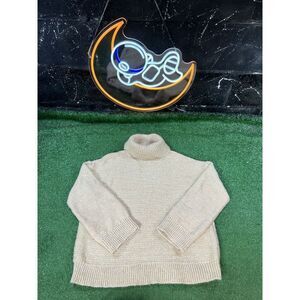 Haven Well Within Cowl Neck Tunic Sweater Size M Chunky‎ Knit Beige Minimalist